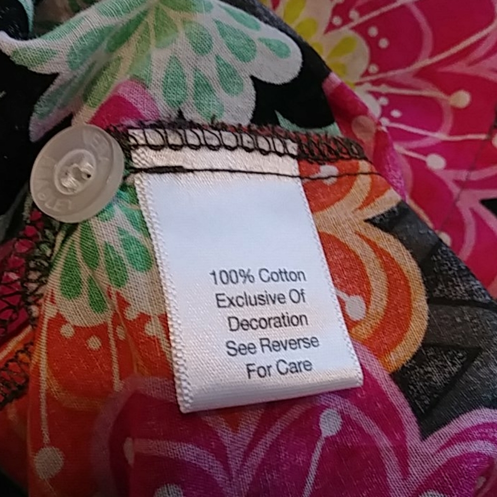 Very Bradley floral parsley blouse Sz L - Picture 8 of 9